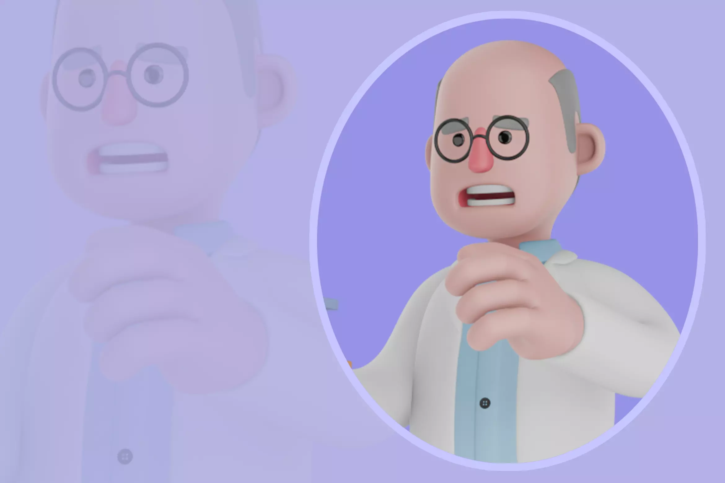 Stylized 3D Male Scientist Character - Uncertain Discovery 3D model