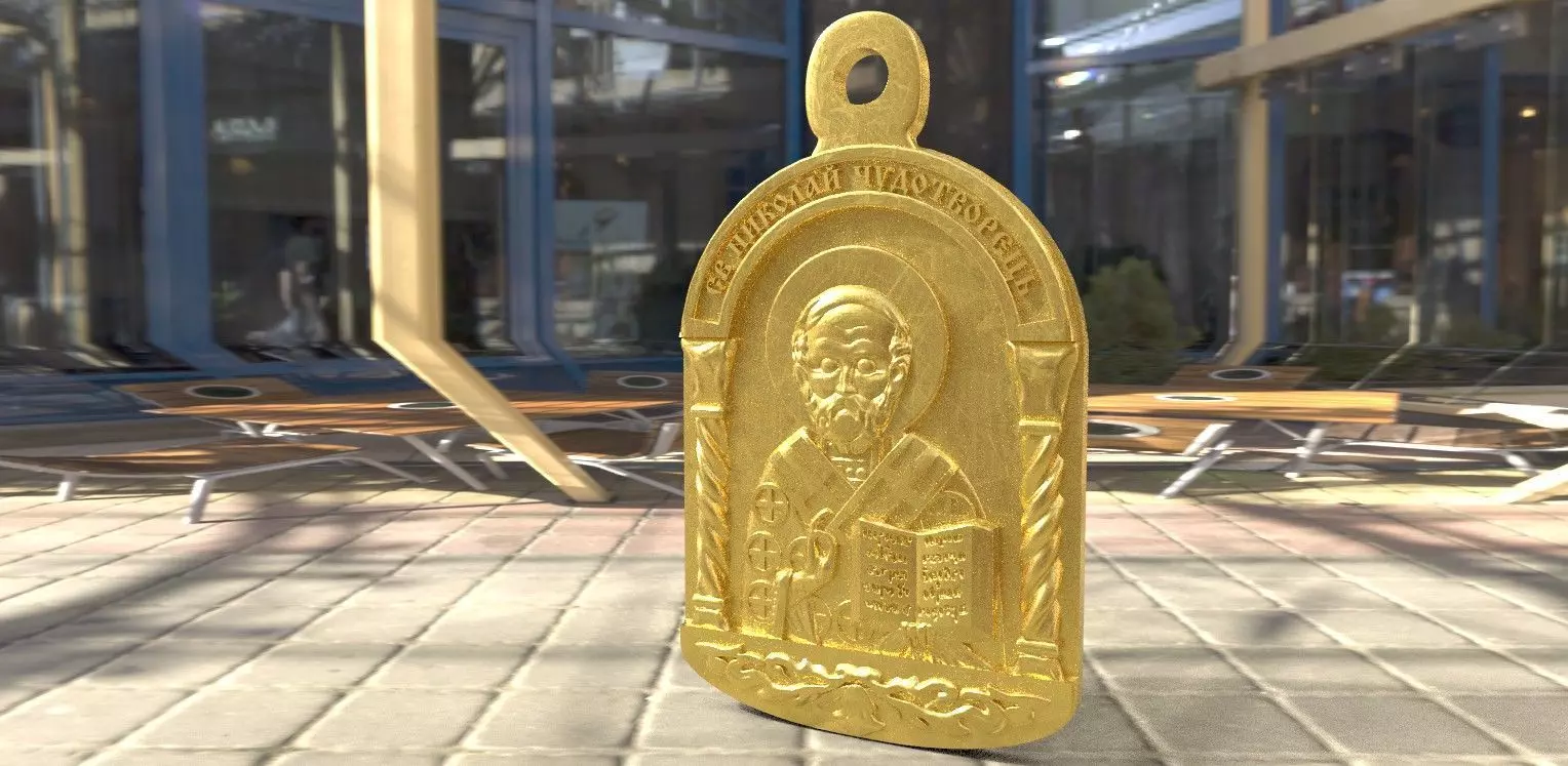ST Nicholas Relief Religious Pendant CNC 3D Print Model Free 3D print model
