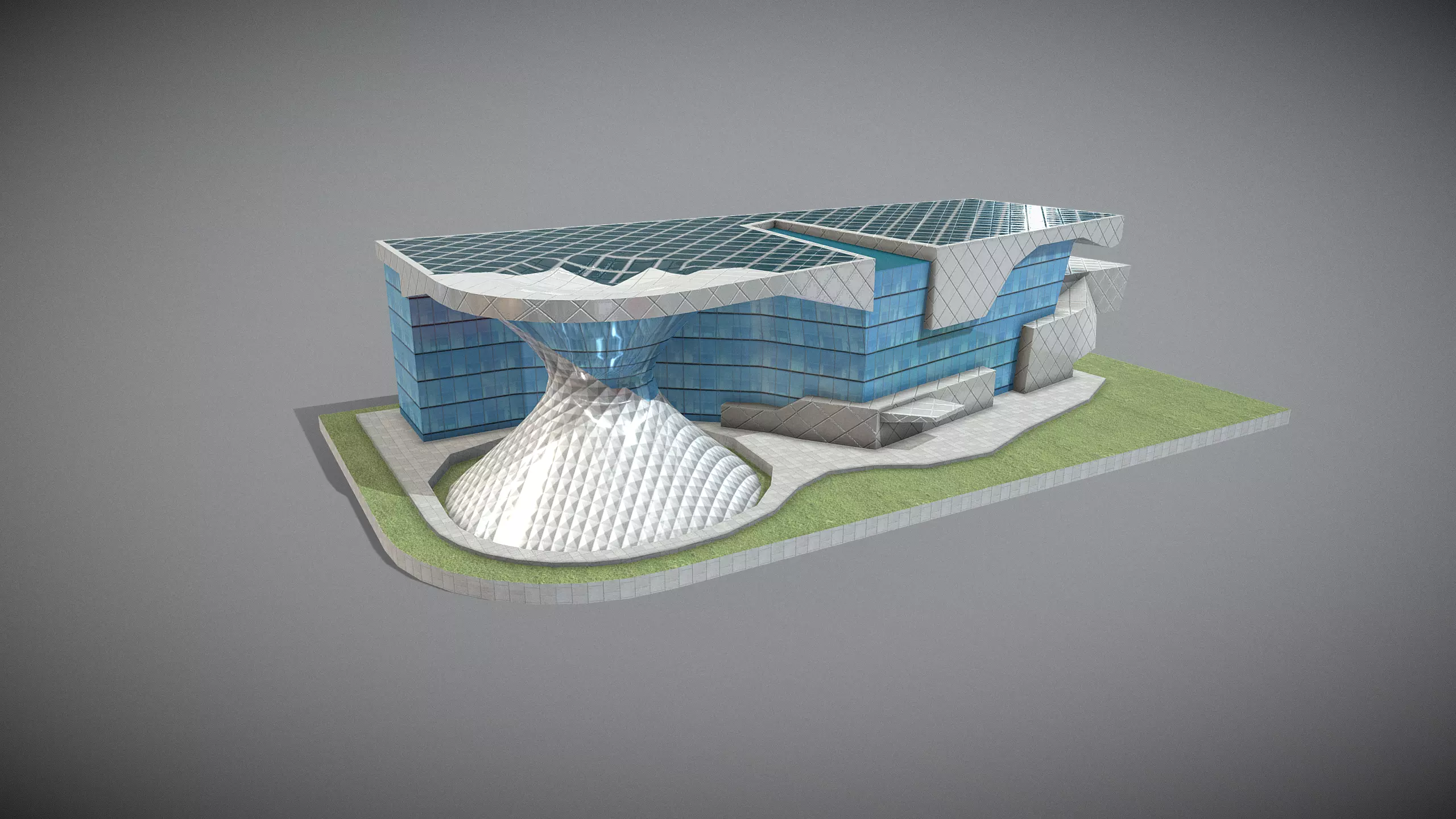 Modern Exhibition Hall Low-poly 3D model