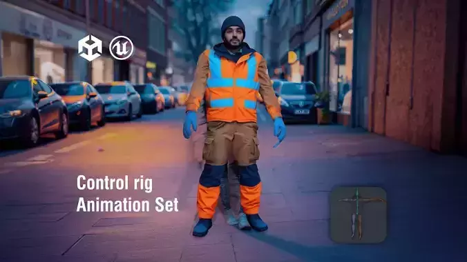 Street Janitor Character in High Visibility Jacket