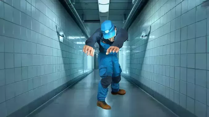 Plumber Character in Work Overalls