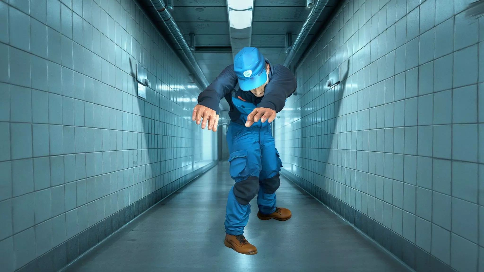 Plumber Character in Work Overalls Low-poly 3D model