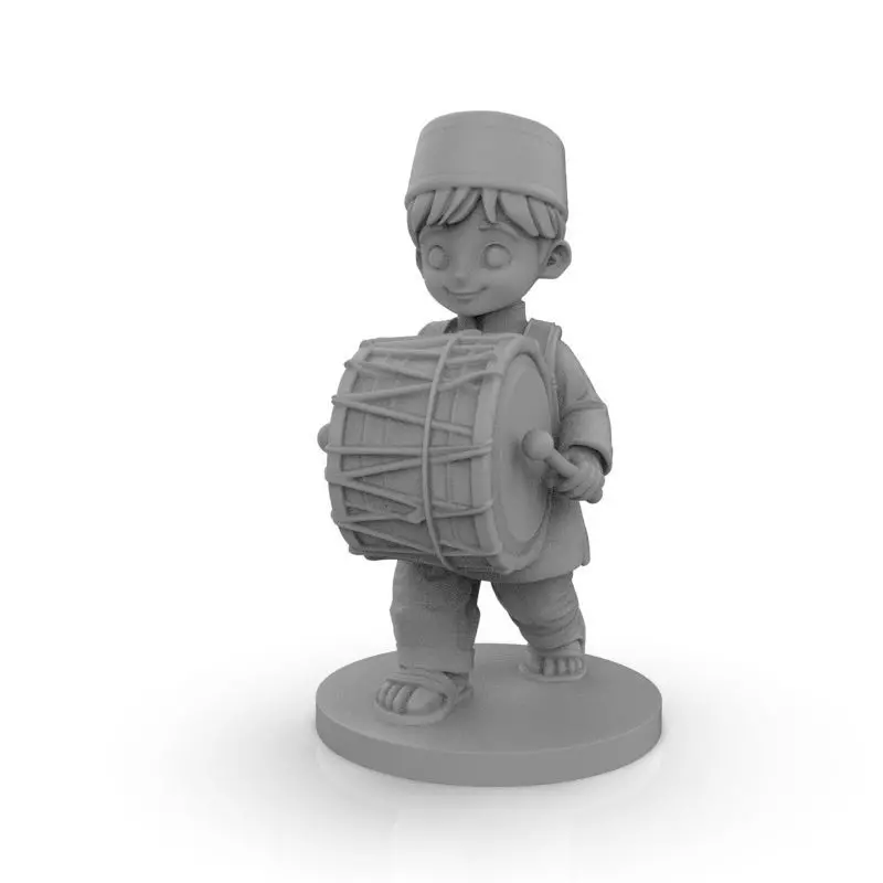 A small child carrying a Ramadan drum 3D print model