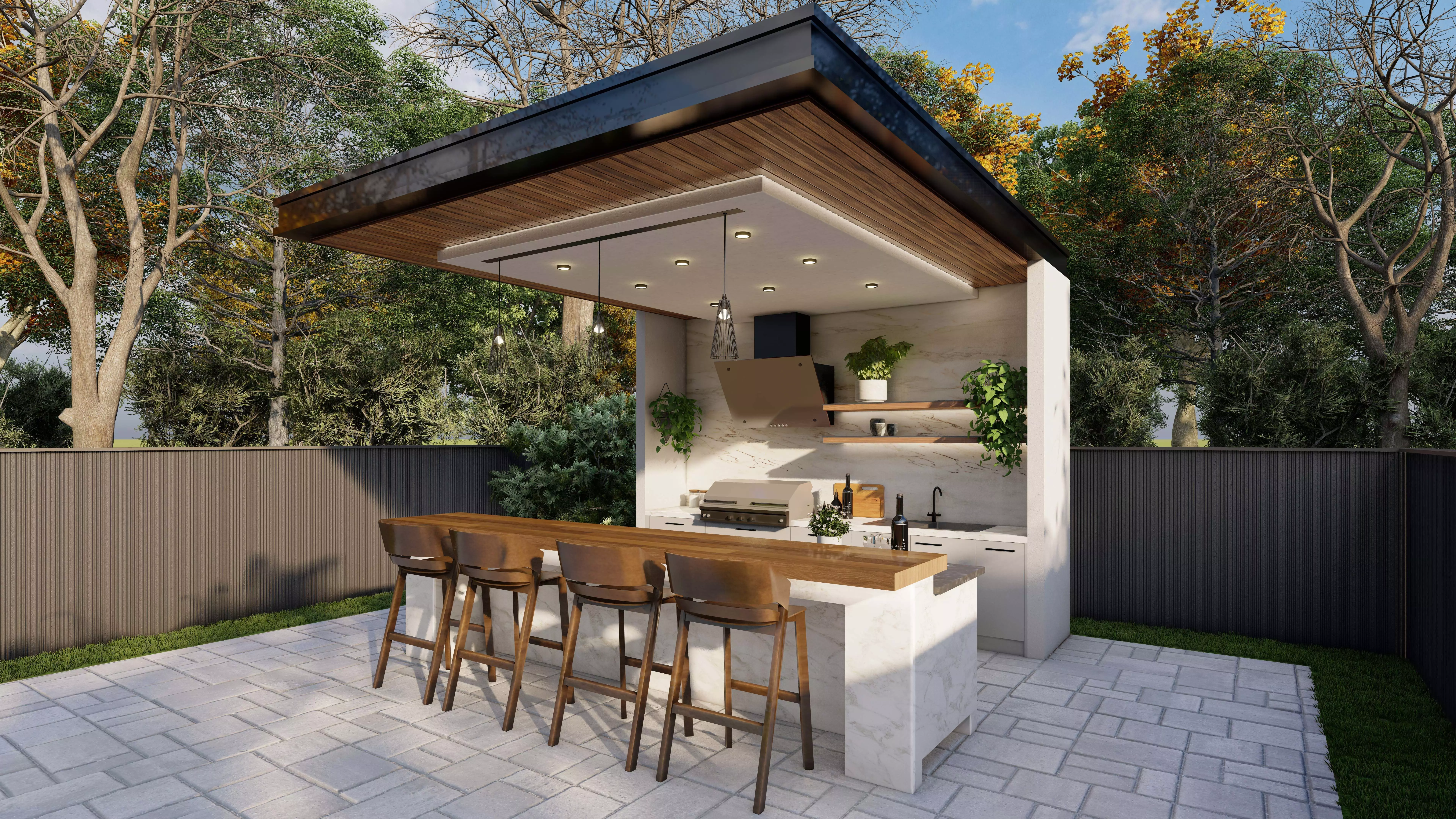 Luxury Outdoor Kitchen Pergola 3D Model 3D model