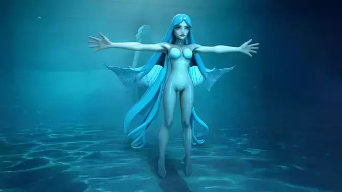 Aquatic Fairy with Turquoise Hair