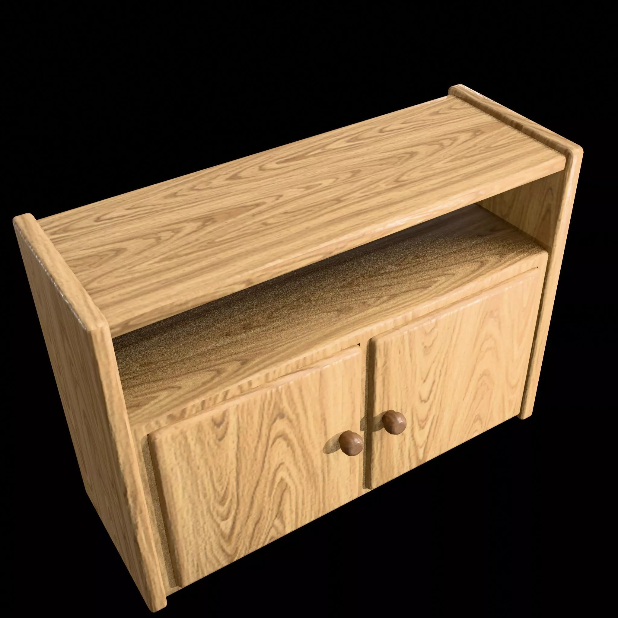 Modern Wooden Storage Cabinet with Doors Low-poly 3D model