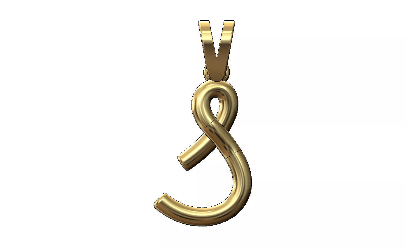 S letter initial 3d lowercase wire pendant charm bail 3D print model