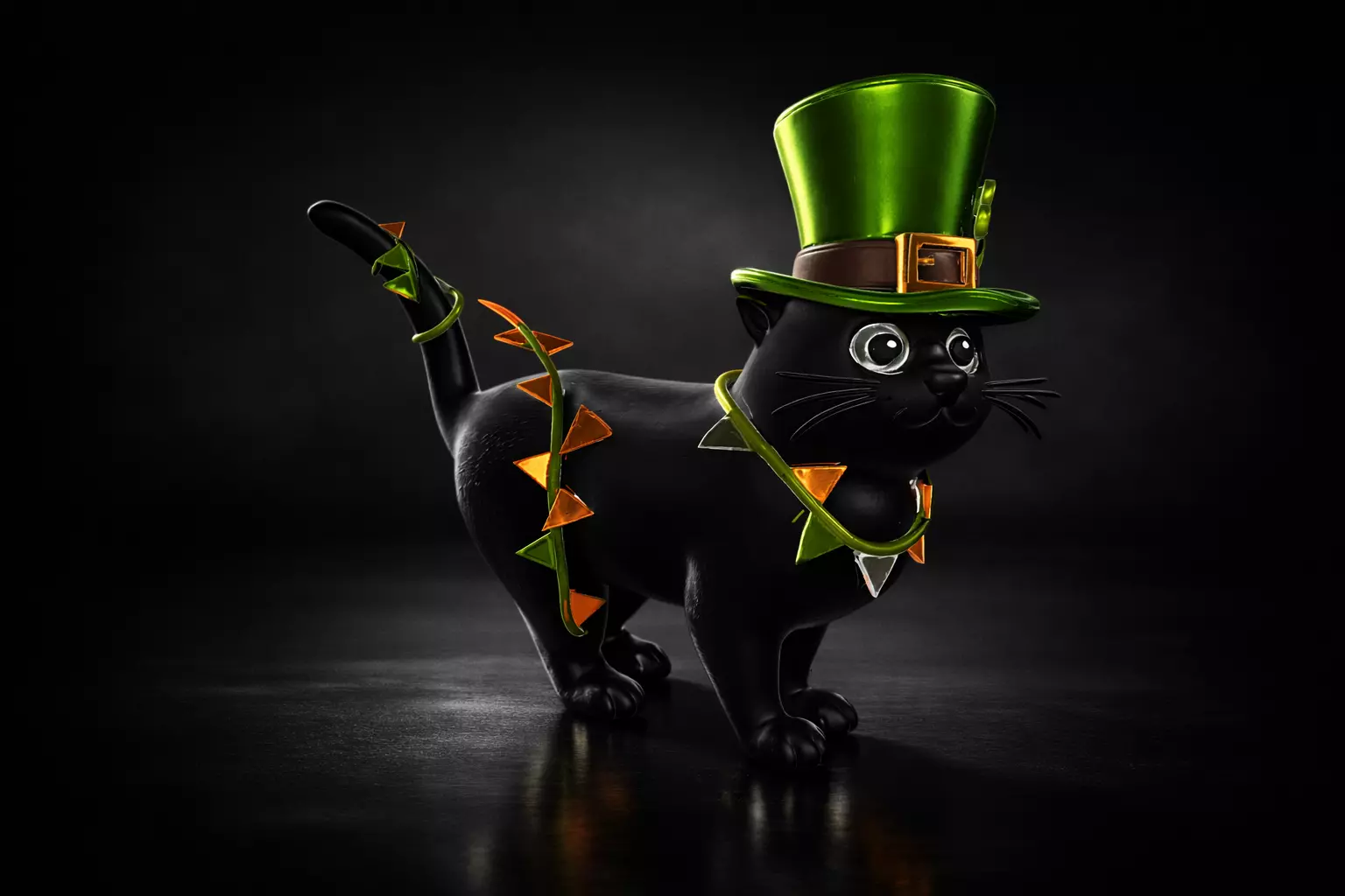Lucky St Patricks Cat Cute Shamrock Kitty with Leprechaun Hat 3D print model