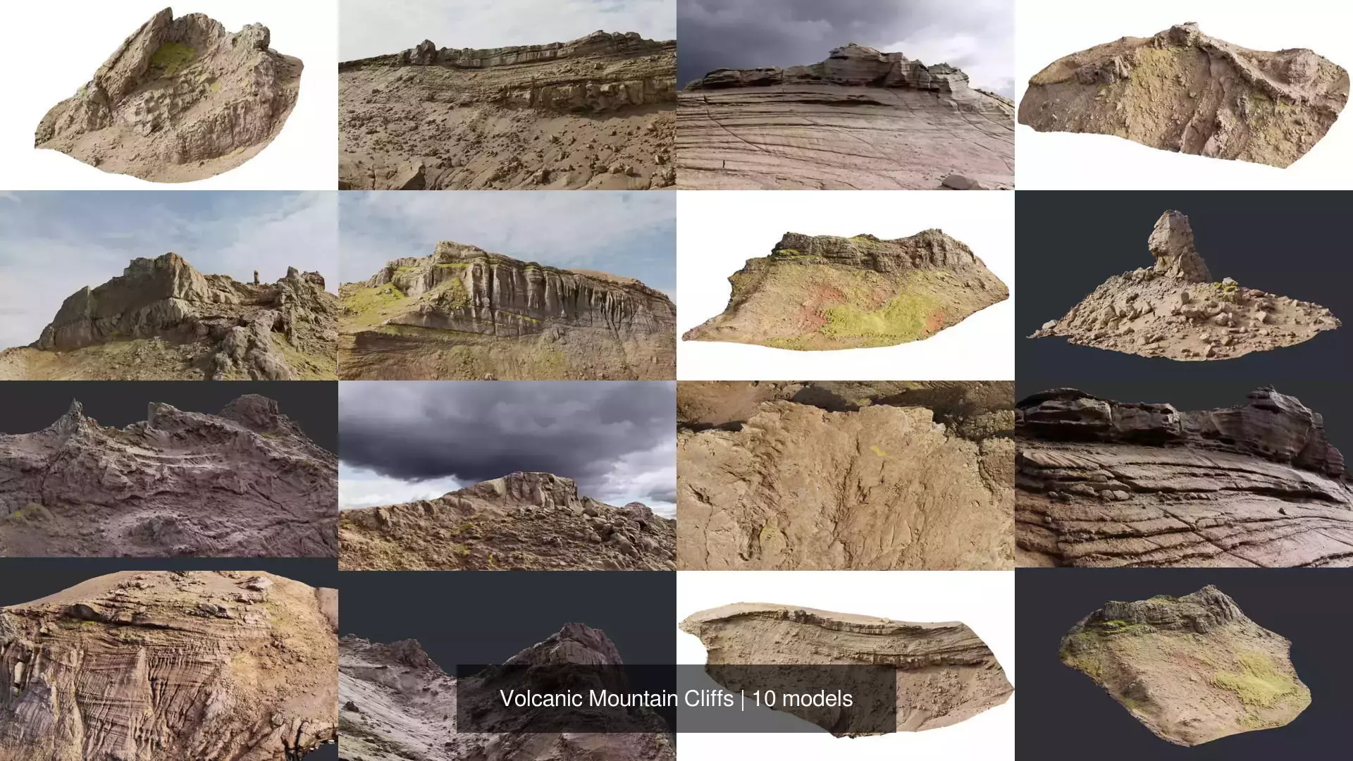 Volcanic Mountain Cliffs 3D Model Pack