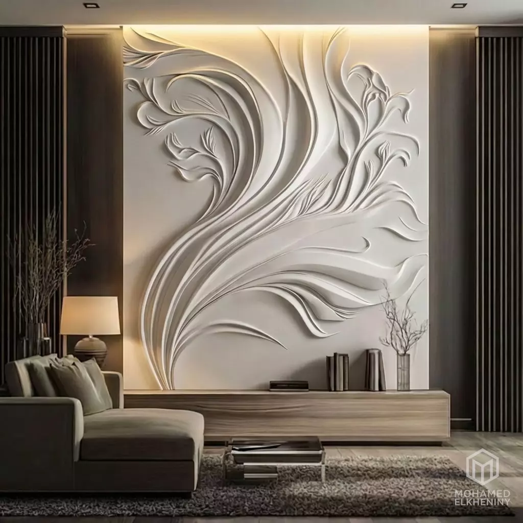 Modern Abstract Floral Wall Decor Set STL Mural CNC 392 3D model