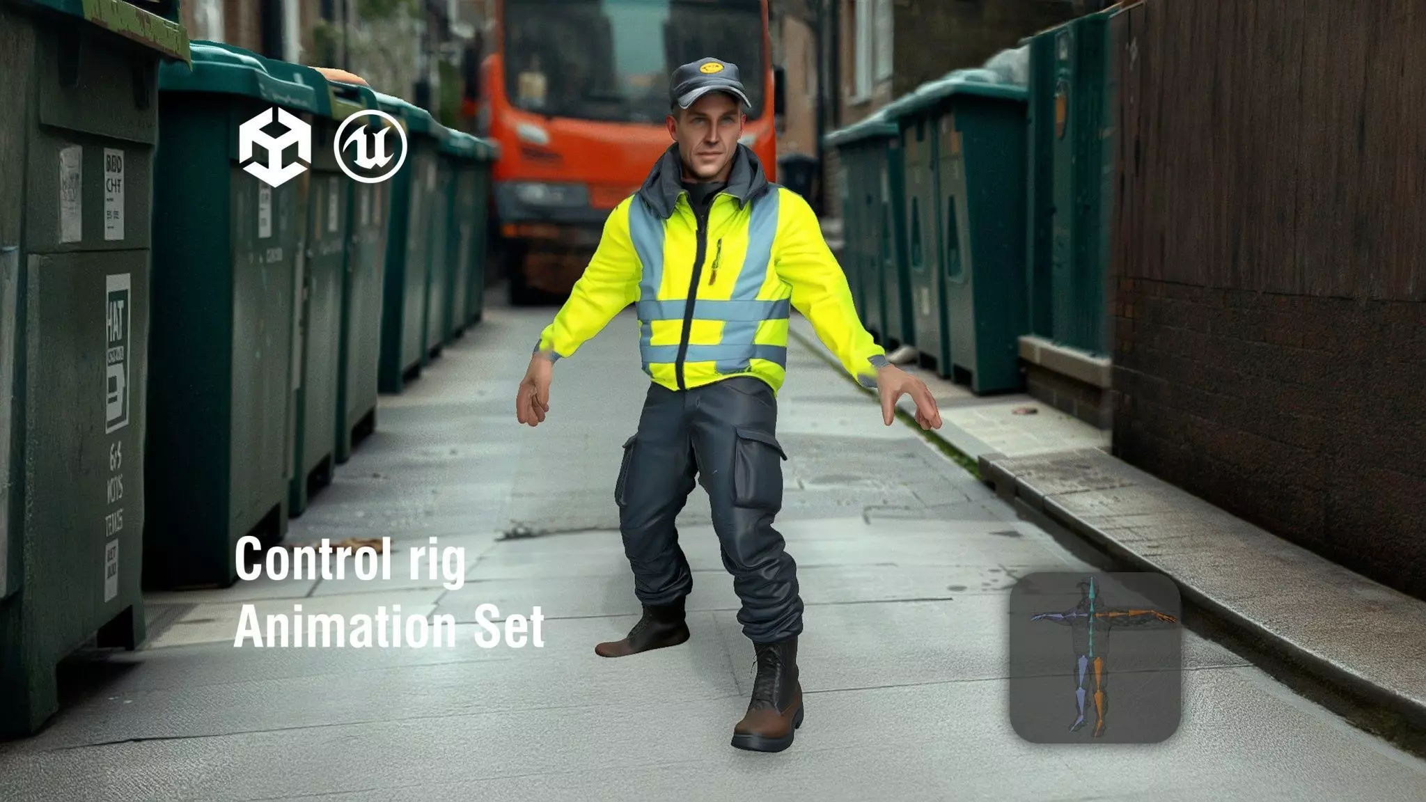 Garbage Collection Worker Photorealistic Style Low-poly 3D model