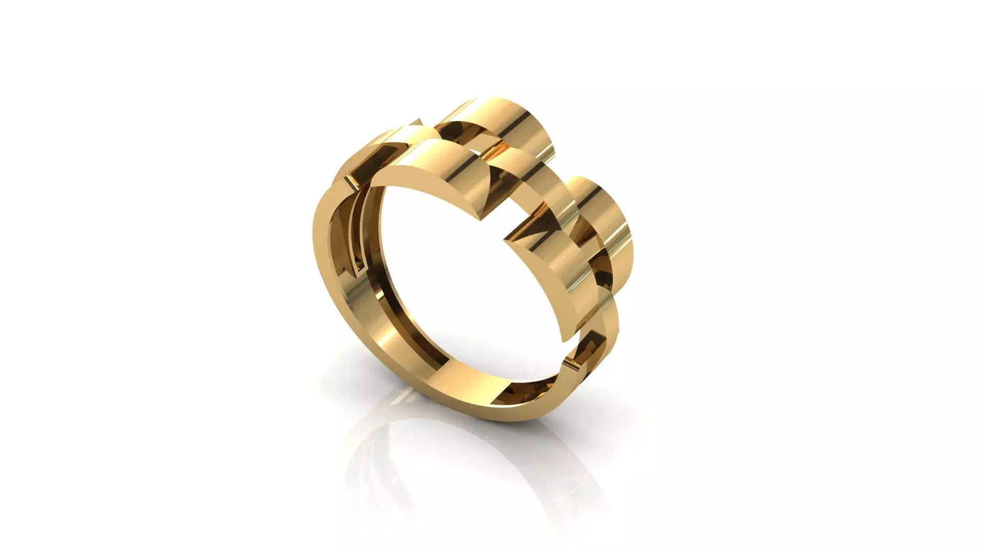 Modern Geometric Gold Ring High End Parametric Jewelry Design 3D print model