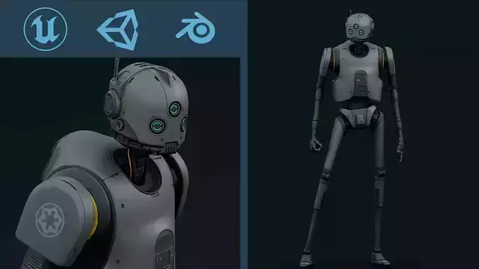  IMPERIAL DROID-03 Rigged for Unreal Engine - Unity - MIXAMO