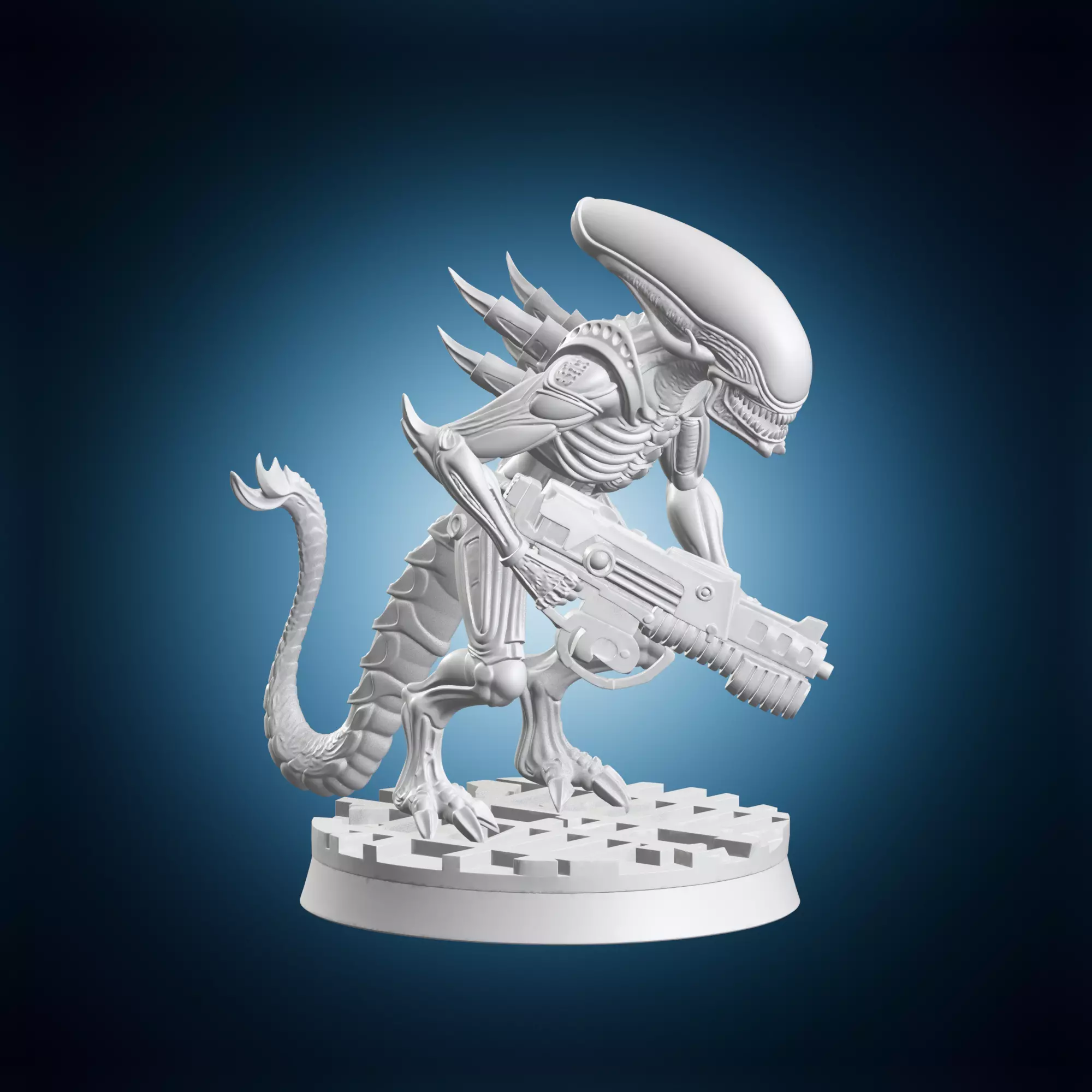 Alien Xenomorph Holding Weapon Miniature 3D print model