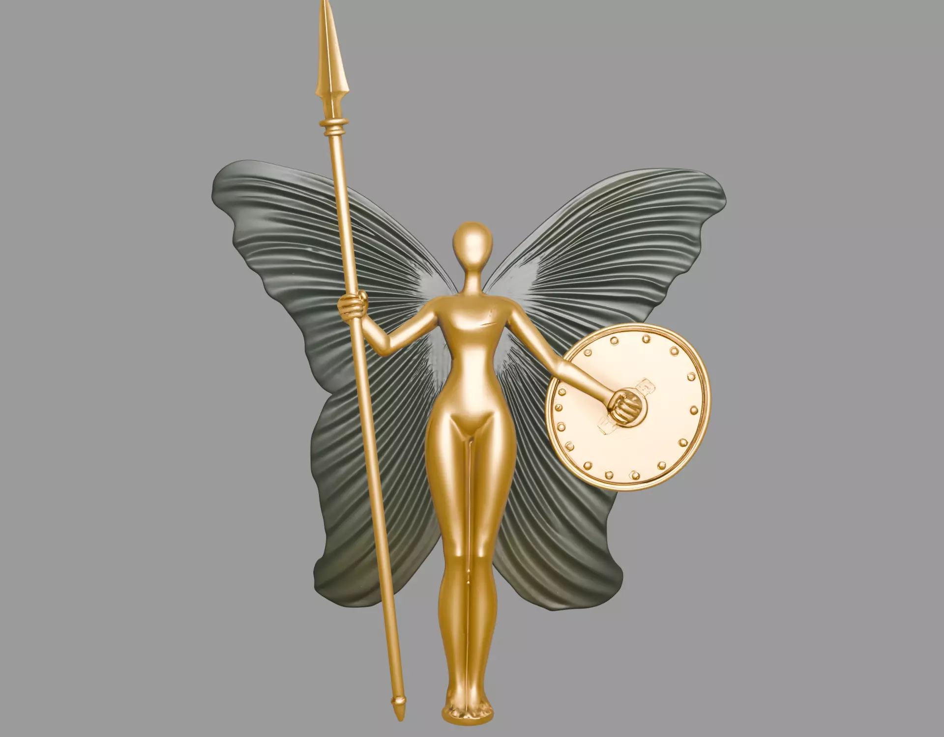 Golden Warrior Fairy Sculpture 3D model