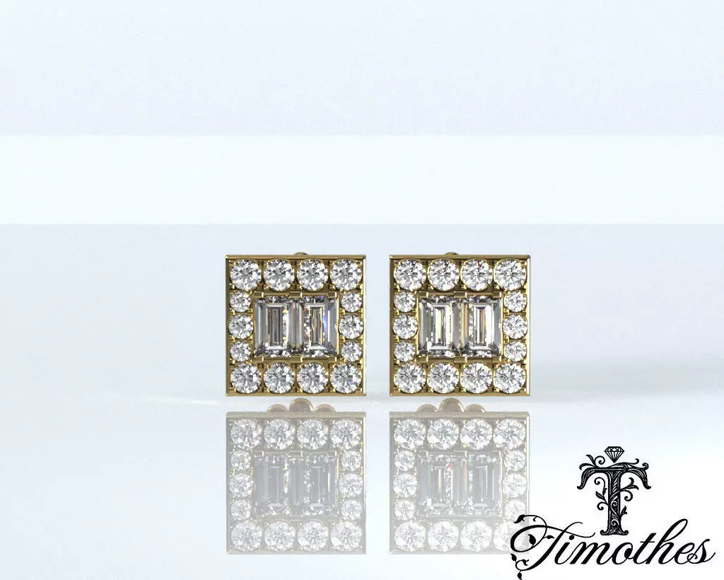 Timothes Diamond Earing 3D JewelryModel Printable 3D ER45 3D print model