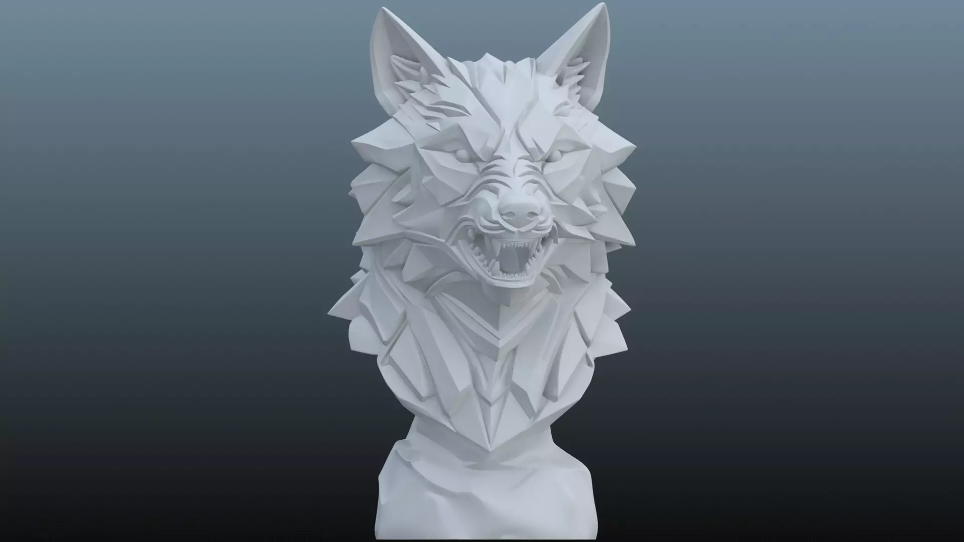 Aggressive Stylized Wolf Bust PM-14 3D print model