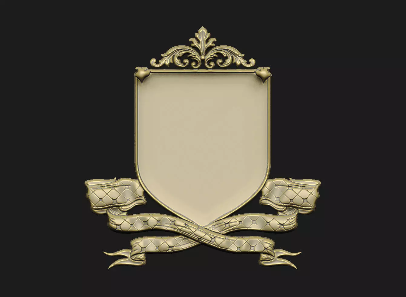 crest relief baroque rococo vintage antique classical medieval 3D print model