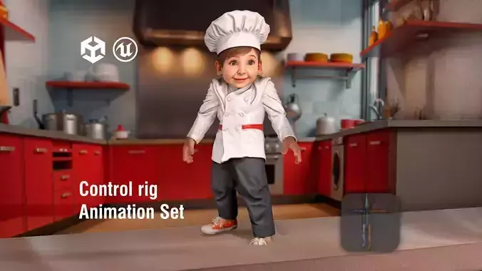 Child Chef Character in Vibrant Kitchen