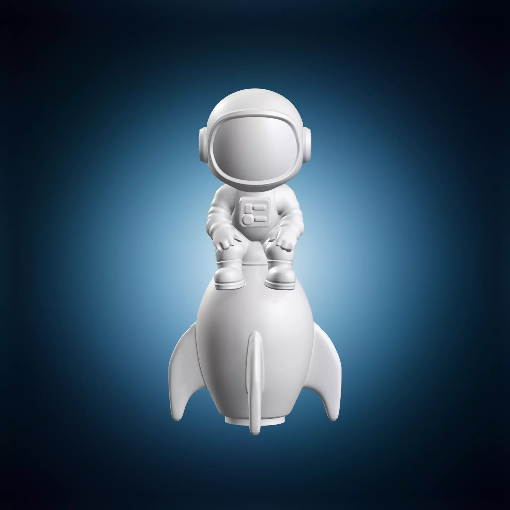 Astronaut Sitting on Rocket Miniature Model 3D print model