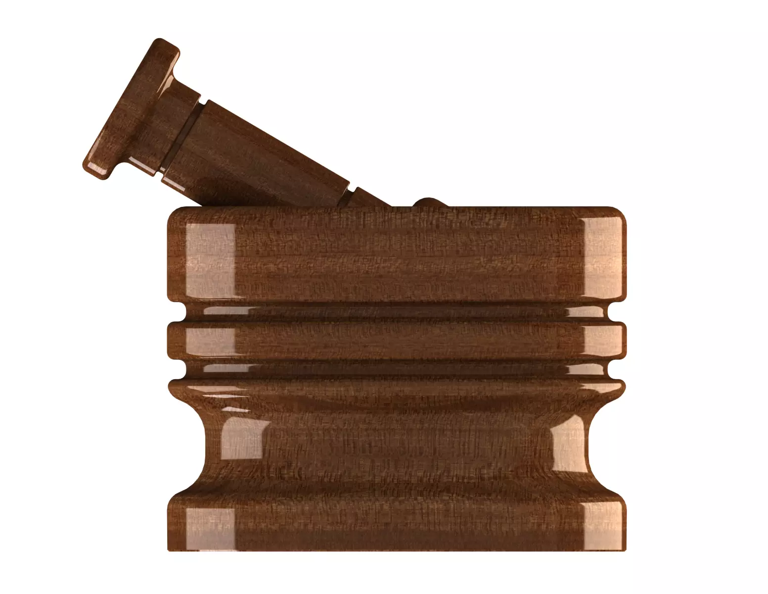 Rustic Wooden Mortar and Pestle CAD Model 3D model