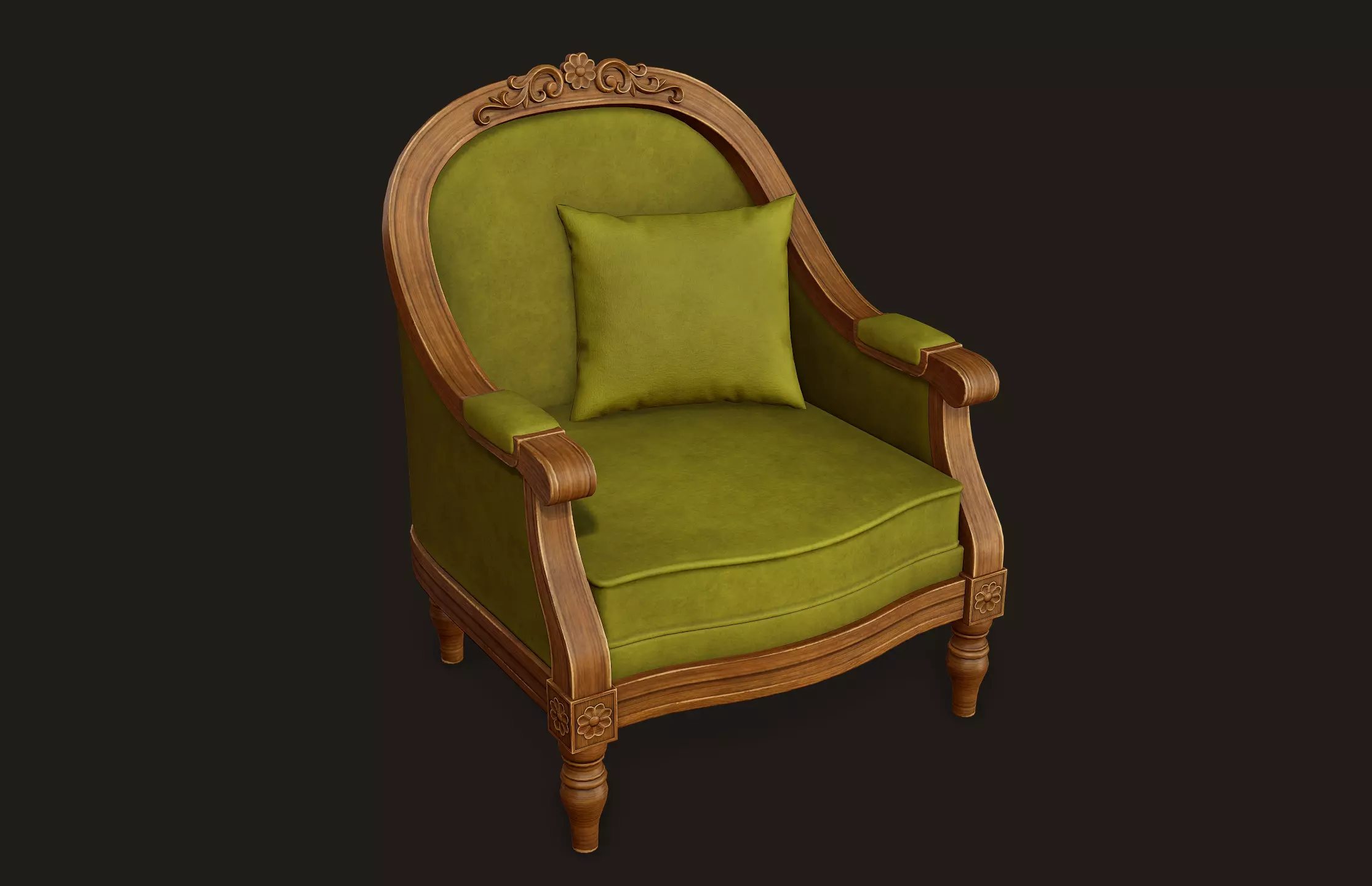 Vintage Armchair - PBR Game Ready Low-poly 3D model