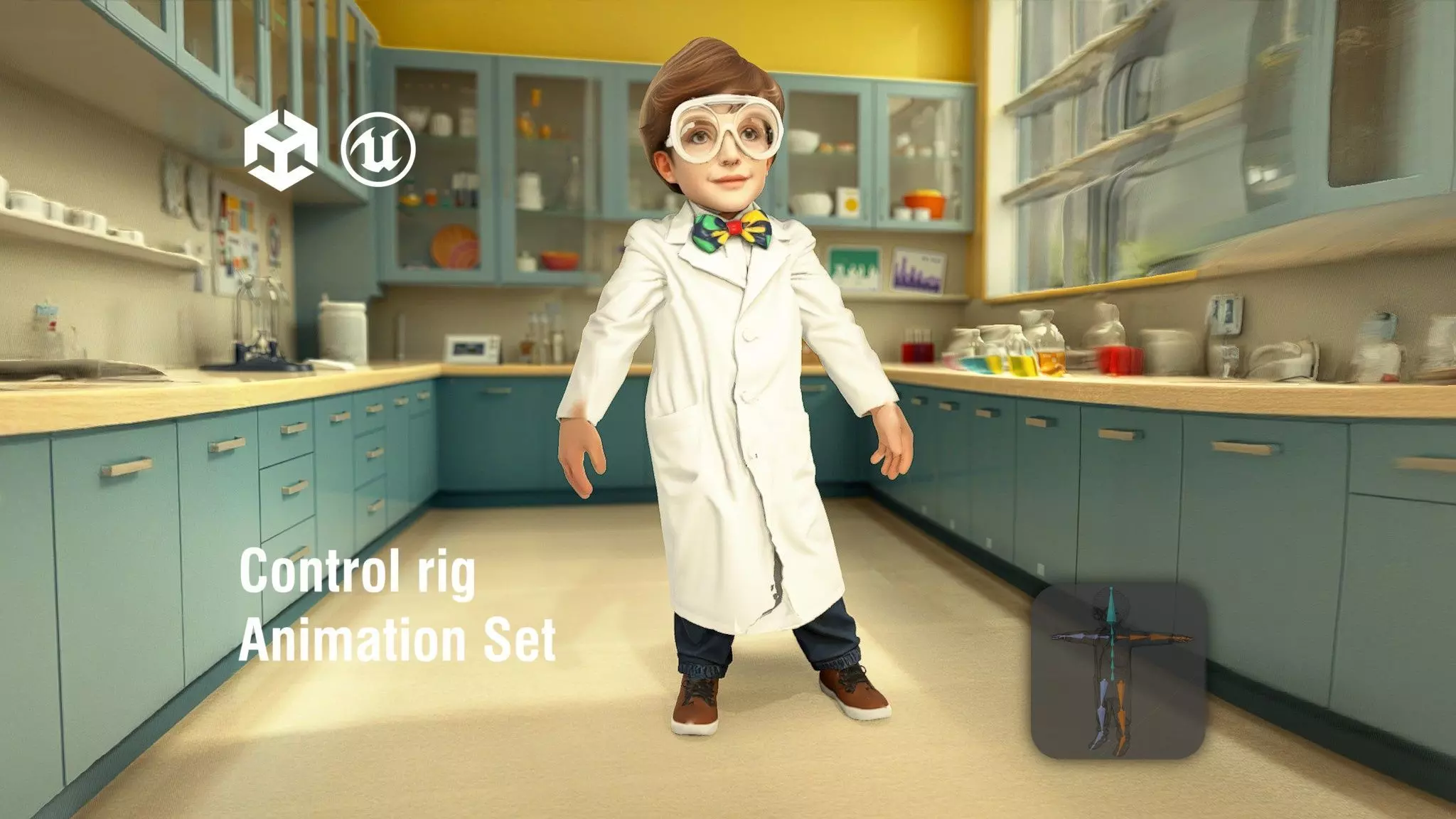 Child Scientist in Cheerful Lab Low-poly 3D model
