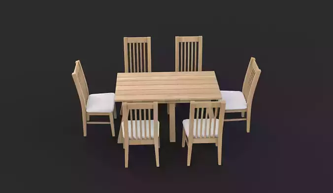 dining table and chairs 3D model 5