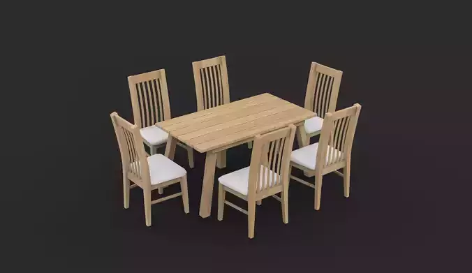 dining table and chairs 3D model 3