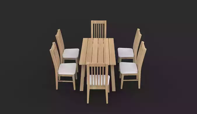 dining table and chairs 3D model 4
