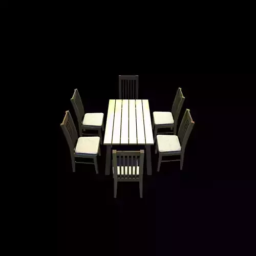 dining table and chairs 3D model 7