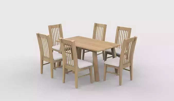 dining table and chairs 3D model 6