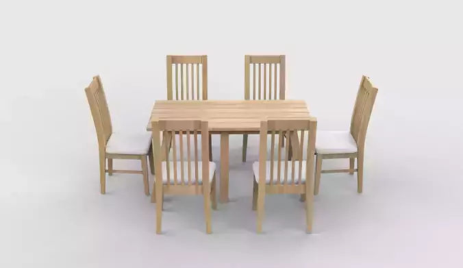 dining table and chairs 3D model 2