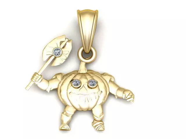 Diamond-Eyed Pumpkin Warrior Pendant 3D Printable Halloween 3D print model