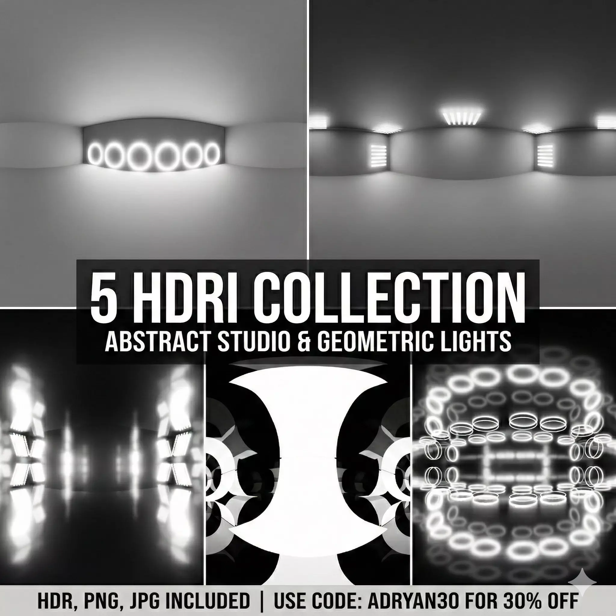 Abstract Studio Geometric Lights 5 HDRI Collection 3D model
