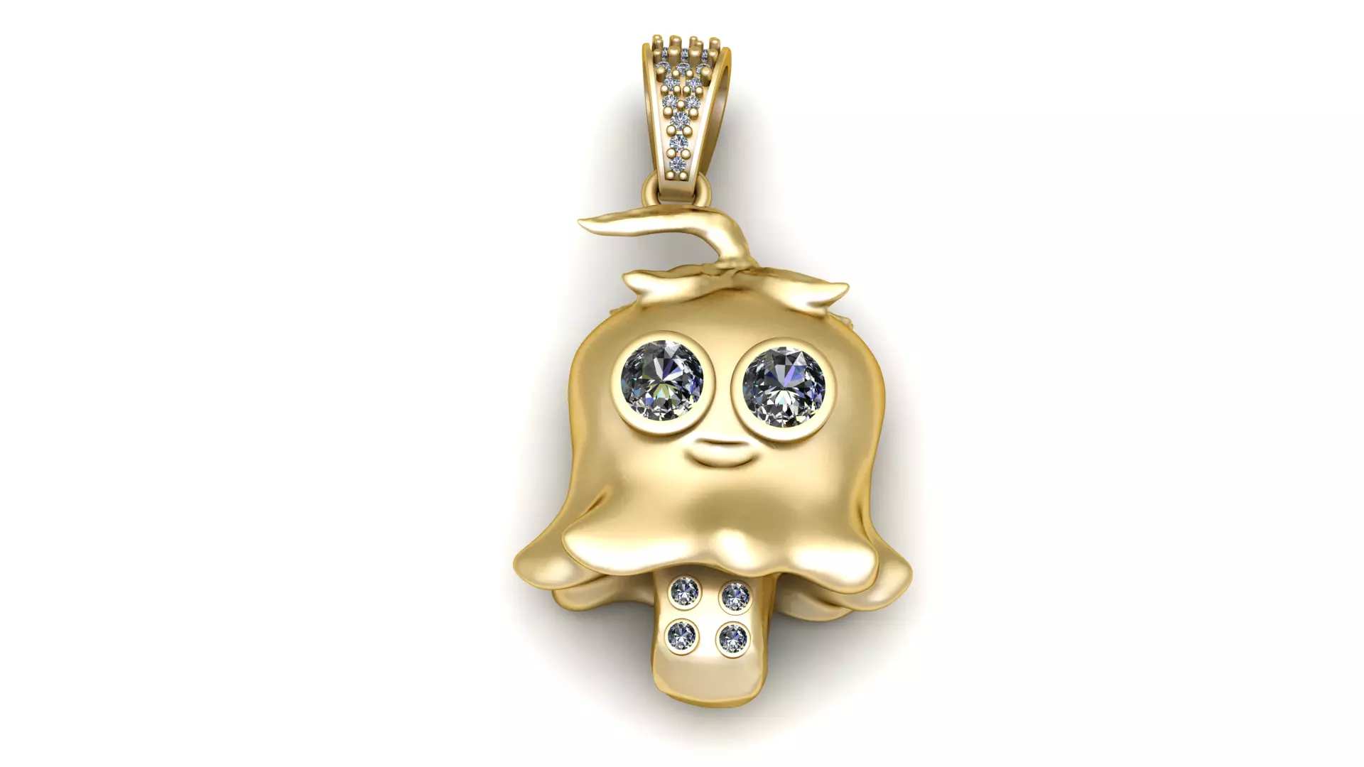 Diamond-Eyed Ghost Ice Cream Pendant Luxury Gold 3D 3D print model