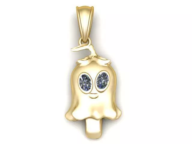 Blue Gem Ghost Ice Cream Pendant 3D Printable Silver 3D print model