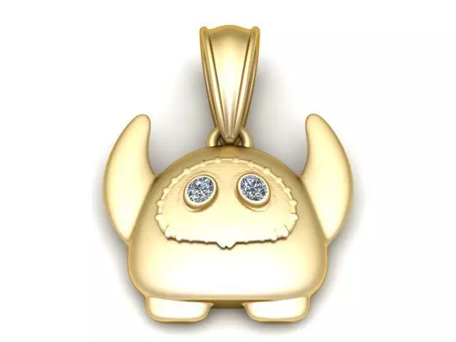 Cute Diamond-Eyed Monster Pendant 3D Printable Gold 3D print model