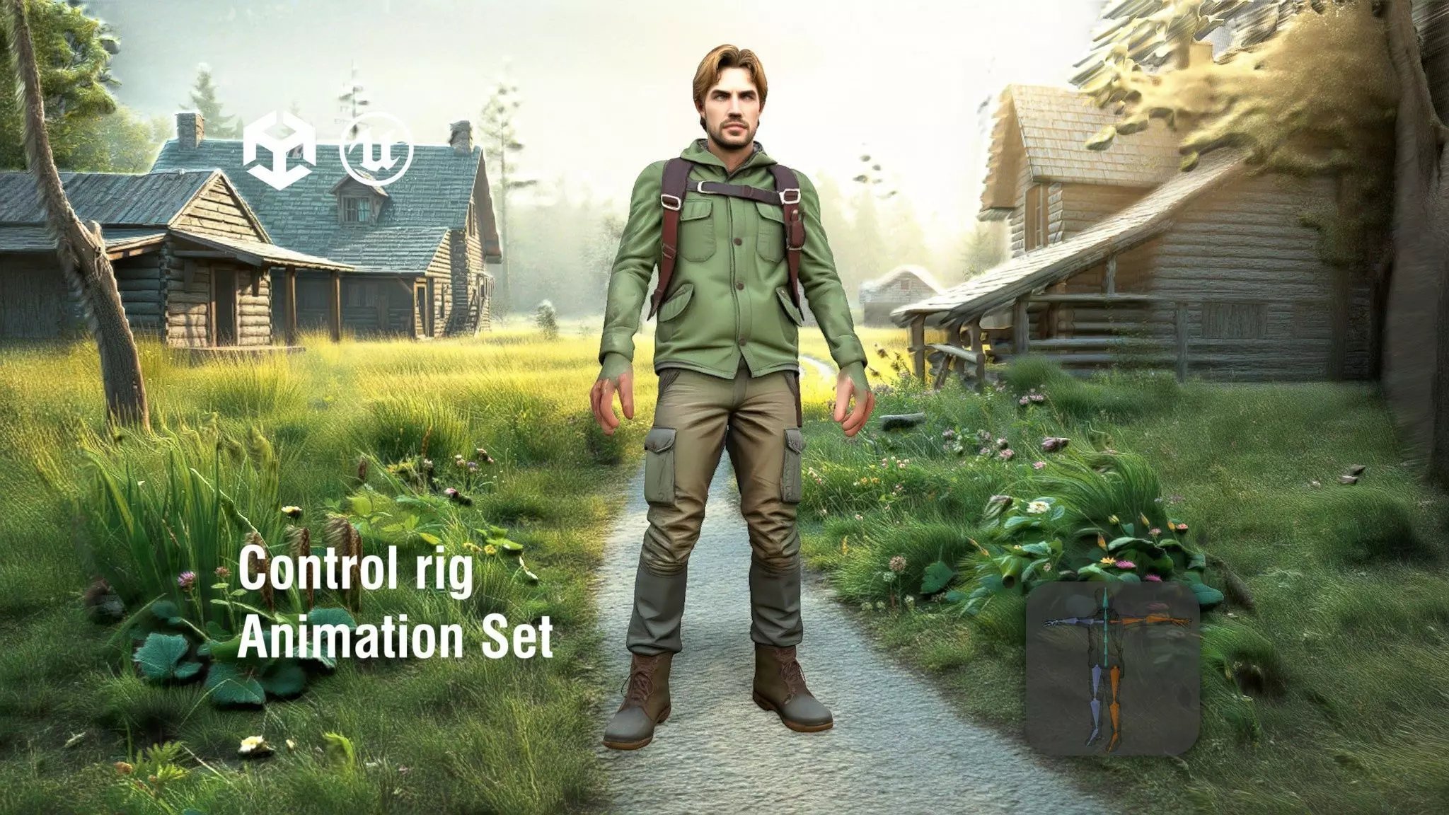 Herbalist Survivor in Muted Green Attire Low-poly 3D model