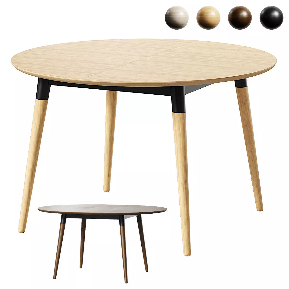 Extendable dining table Chicago Low-poly 3D model