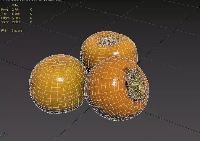 Persimmom Set M05 Low-poly 3D model 2