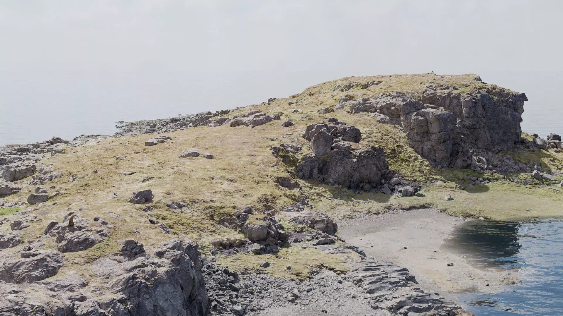 Coastline Rocks Island Low-poly 3D model