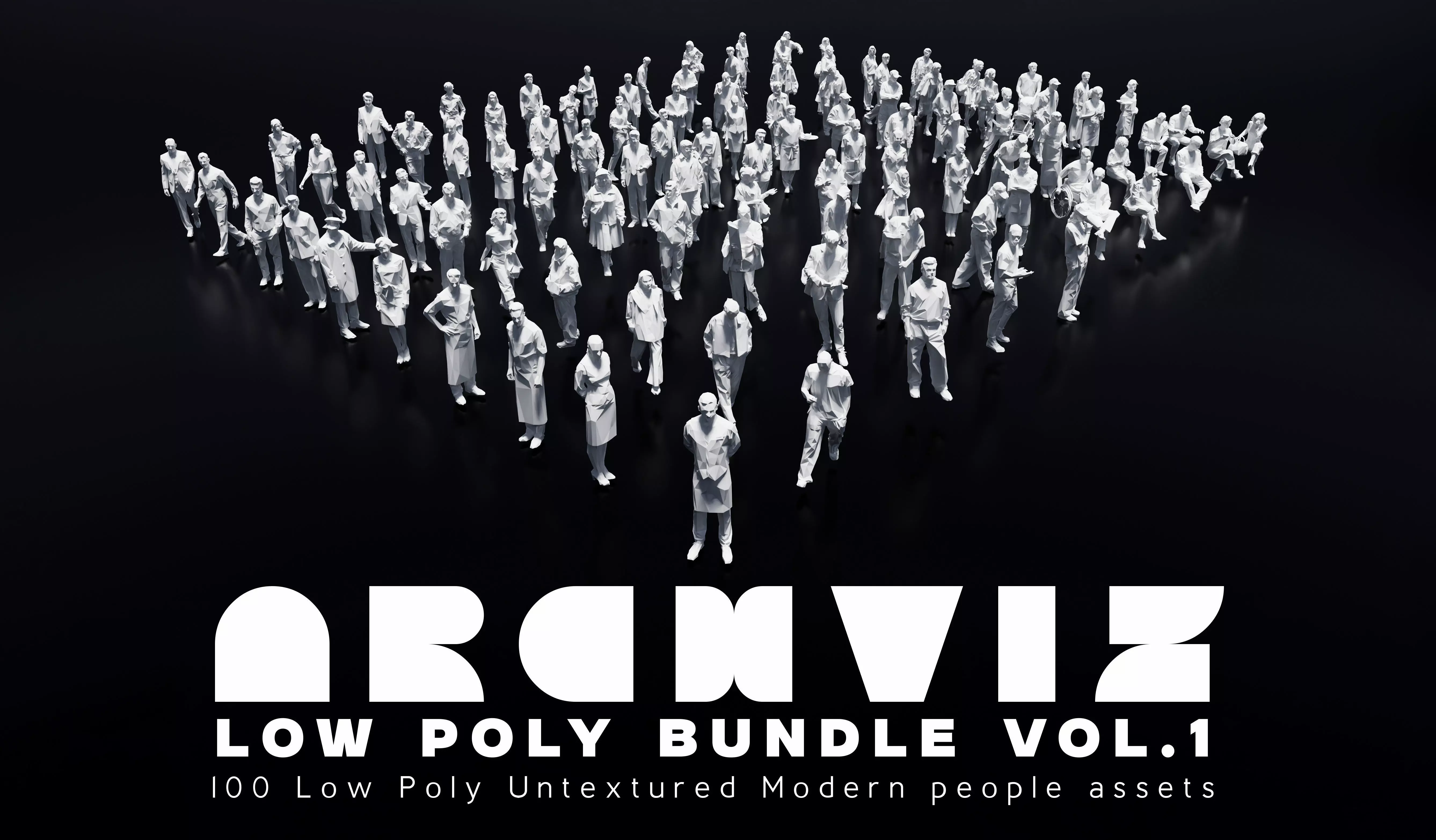ArchViz People 100 Low Poly Models Bundle 3D model
