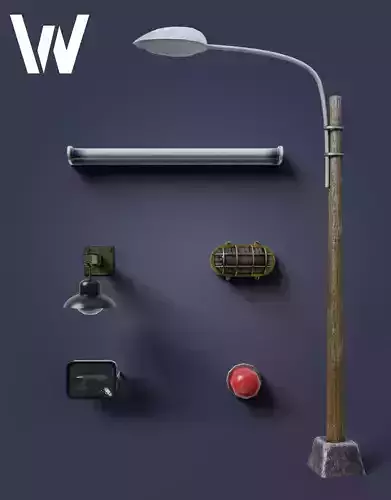 Wall and Street Lighting Props Semi Realistic