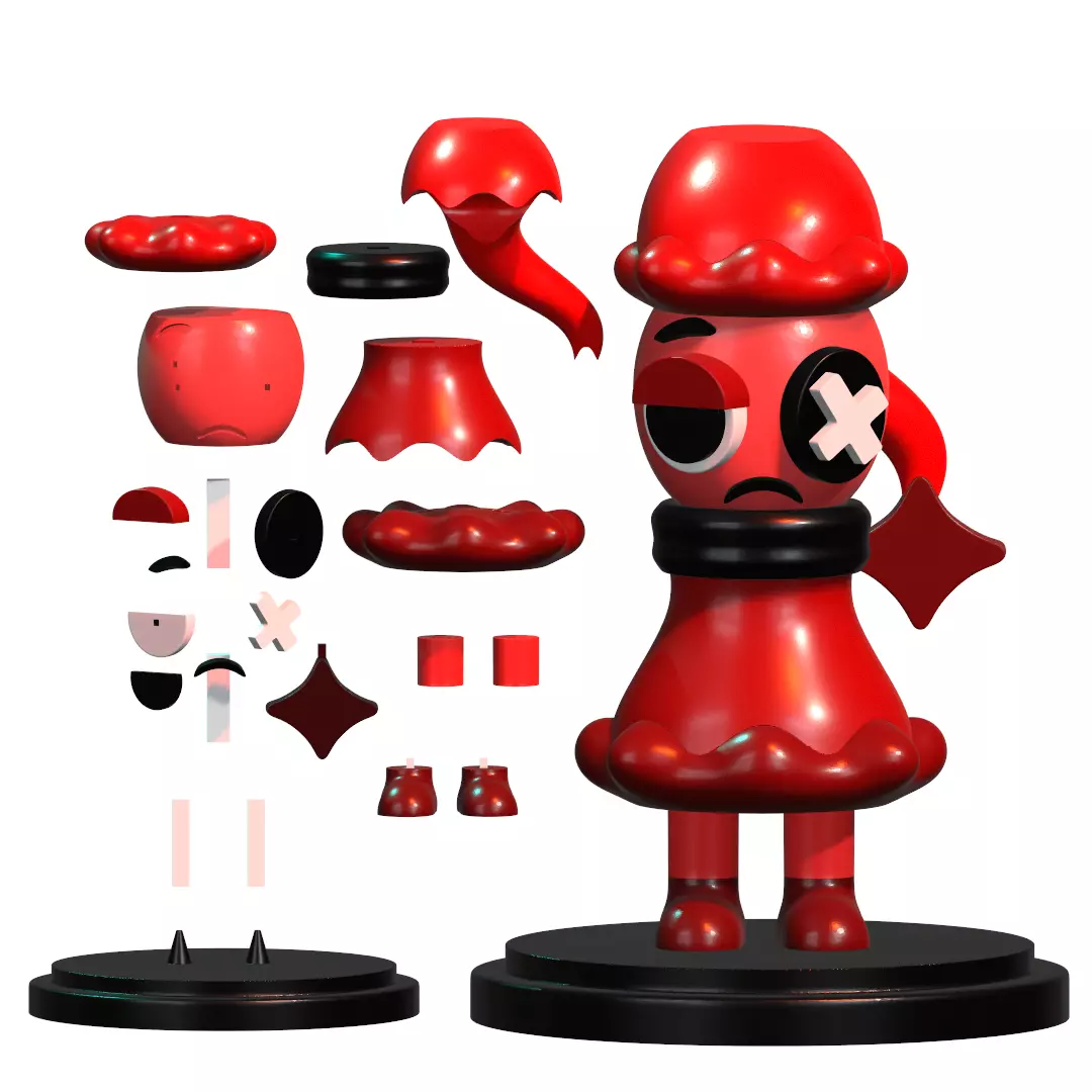 Dandys world Astro Red STL Multipart 3D Model no support Fanart 3D print model