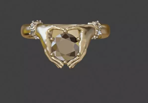 Claddagh Fede gimmel ring at 3D printed file 3D print model