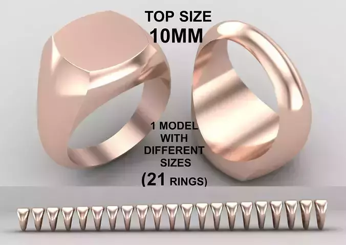 cushion square Signet Ring Base 10 MM top in All sizes 275-MWC