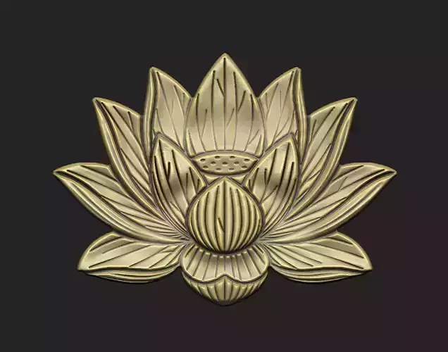 bas-relief blooming Buddhism yoga icon lotus motif shiny