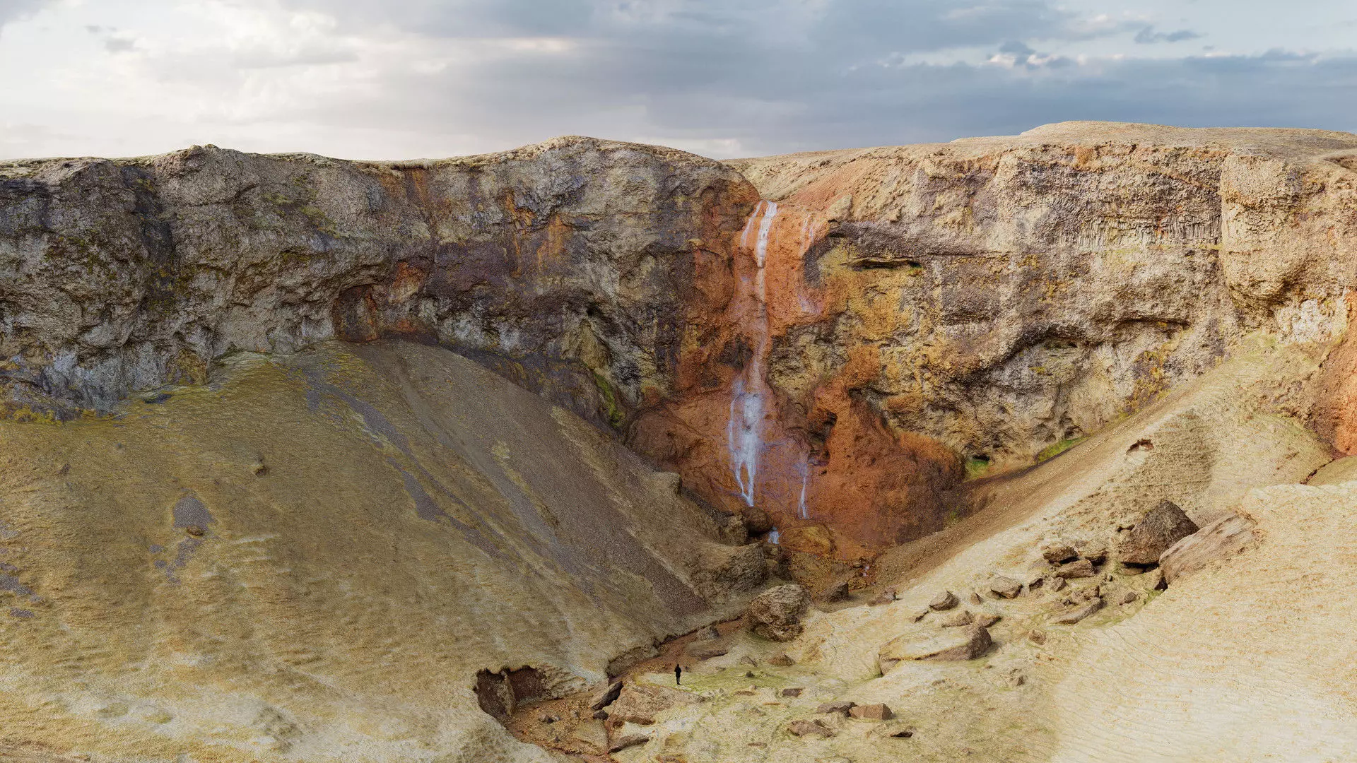 Huge Waterfall Cliff Low-poly 3D model