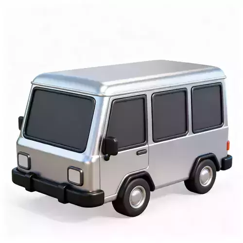 Stylized Silver Utility Van 3D Model